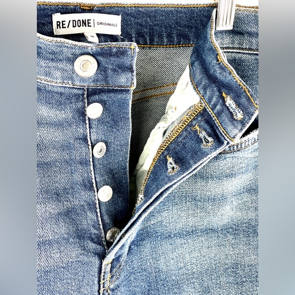 RE/DONE Dusty Destroy High-Rise Ankle Crop Jeans - Picture 6 of 13